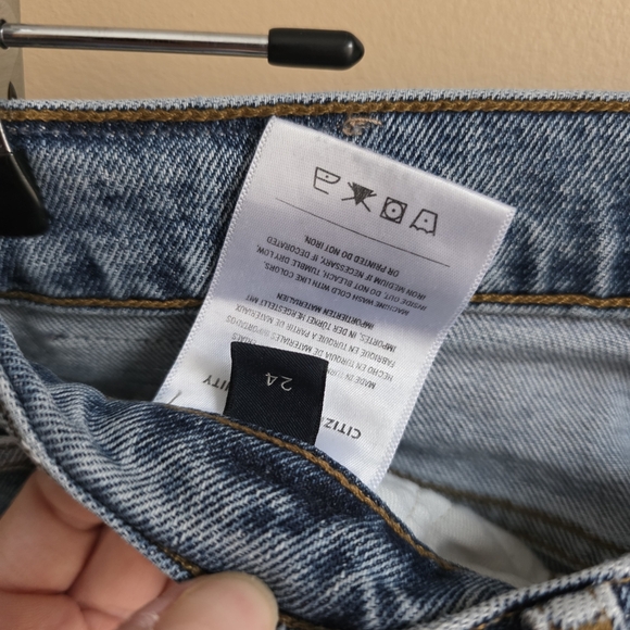 Citizens of Humanity Isola Raw Hem Crop Jeans Sz 24 Blue High Rise Straight Leg - Picture 5 of 9